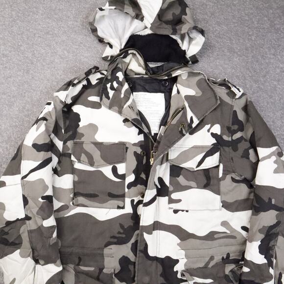 Rothco Ultra Force Urban Camouflage Snow Small Long Sleeve Zip Snap Hood Jacket - Picture 10 of 13